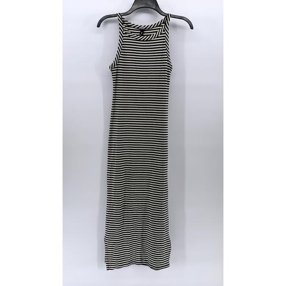 DESIGN LAB LORD & TAYLOR Women's Navy-White Striped Crewneck Maxi Dress SZ XS - Picture 2 of 11